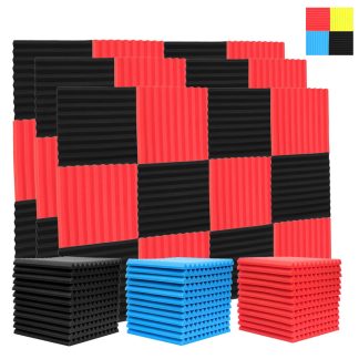 12 pieces 30x30x2.5cm Mousse Acoustique Insonorise Studio Mousse Insonorisation Panneaux Cinema Silencieux eponge Absorption Traitement Panneau pour Murs Insonorisant - Noir