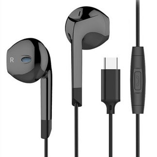 Langsdom V6T Type-C connecteur HiFi contrele filaire ecouteurs intra-auriculaires avec micro pour Huawei - Noir