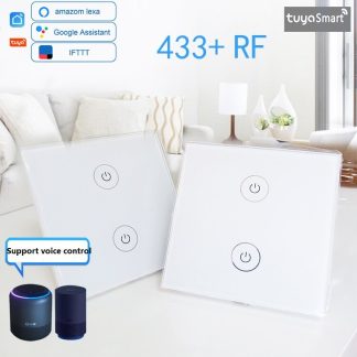 WF-ES012 Wifi + RF433 Tuya Smart EU Dual Control 2Gang Switch fonctionne avec Amazon Alexa Google Home