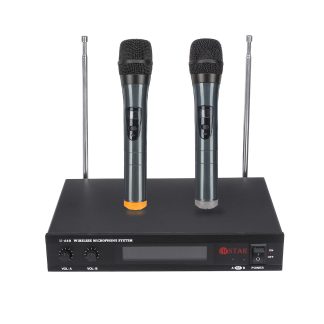 Microphone portatif sans fil e double canal pour karaoke avec affichage e LED, systeme e double microphone sans fil avec recepteur - Prise UE