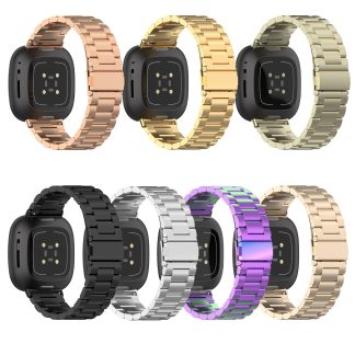Bakeey Bracelet de montre de rechange en acier inoxydable avec outil de montre pour montre Fitbit Versa 3 Sense - Noir