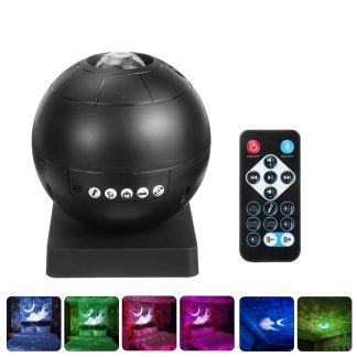 Bakeey Star Projector Light Night Lamp Music Player LED Starry Sky Ocean Wave avec telecommande - Noir