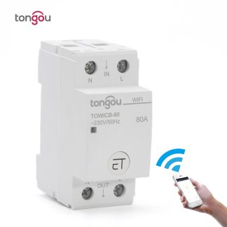 Telecommande de disjoncteur Tongou TOWICB-80 2P WiFi par eWeLink APP commande vocale avec Amazon Alexa Google Home interrupteur principal de Rail Din 36mm - 63A