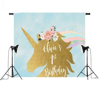 5x3ft 7x5ft Or Licorne Enfants Partie Photographie Toile de Fond Studio Prop Contexte - 1.5x2.1m