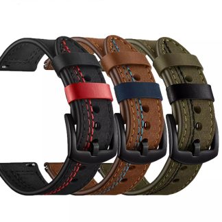 Bakeey 22mm universel premiere couche bracelet en cuir veritable montre intelligente Bande pour Huawei montre GT/GT2 46 MM - Noir