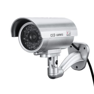 Bakeey camera de securite factice CCTV CCD camera de surveillance de simulation etanche exterieure avec clignotement rouge LED - Argente