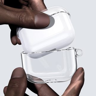 etui de rangement pour ecouteurs en TPU anti-rayures transparent ultra-mince USAMS avec porte-cles pour Apple Airpods 3 - Clair
