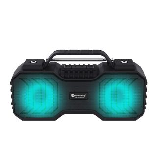 NewRixing NR-2029FMD Haut-parleur Barre de son Bluetooth sans fil Basse Radio FM Carte TF AUX-In Lumiere ambiante etanche Boete de son exterieure portable avec micro - Noir