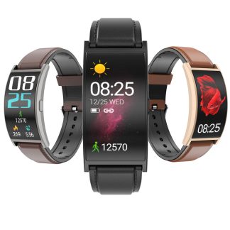 [ecran incurve] SENBONO T20 1,5 '' Flexible AMOLED Plein ecran tactile Bracelet Frequence cardiaque Tensiometre 15 modes sportifs Previsions meteo Montre intelligente - Noir