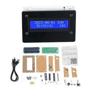1602 LCD 3 canaux alarme bricolage horloge kit heure temperature date semaine affichage kit horloge numerique