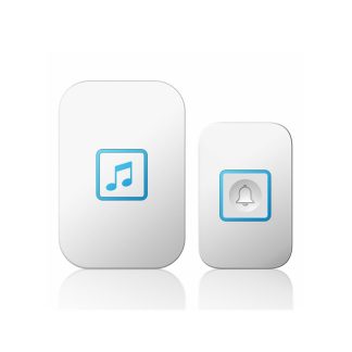 CACAZI A86 1 recepteur 1 emetteur sans fil sonnette 300M telecommande etanche UE Plug Batterie LED carillon leger - Blanc