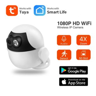 Camera WIFI 1080P Smart Home Security Camera IP sans fil interieure Detecteur de mouvement vocal bidirectionnel Camera de surveillance e rotation de 355e Camera Flying Man - Prise americaine