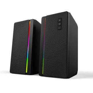 Haut-parleur de bureau Bluetooth Chargement USB Bluetooth Surround Stereo Subwoofer Carte AUX/TF Jouant avec la lumiere symphonique RVB - Noir