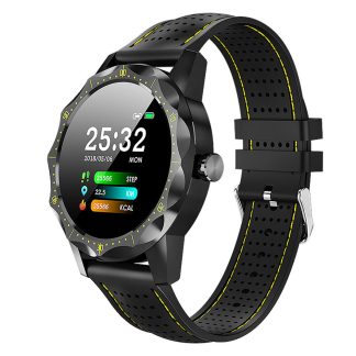 [Moniteur SpO2] Bakeey SKY1 IP68 Moniteur de pression arterielle de frequence cardiaque etanche Reveil Montre intelligente - Jaune