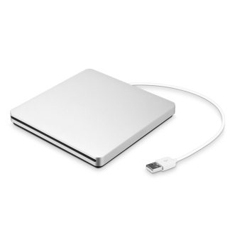 Portable USB 3.0 argent externe DVD-RW Max.24X Transmission de donnees haute vitesse pour Win XP Win 7 Win 8 Win 10 Mac