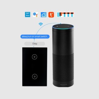 WF-WS02 Tuya Smart Life 2Gang commutateur tactile sans fil e distance de telephone portable fonctionne avec Amazon Alexa Google Home - Blanc