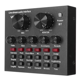 V8 Audio Mixer Carte Son USB Casque Microphone Webcast Live Carte Son pour Telephone Ordinateur Portable