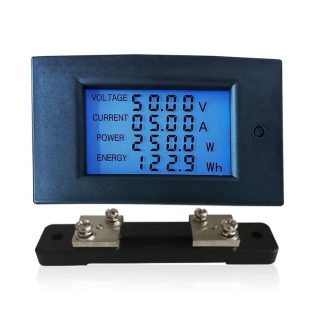 WZ-DM50 voltmetre amperemetre 100 V 50A compteur d'energie electrique compteur d'energie alarme de tension avec shunt LCD moniteur de Circuit d'ecran d'affichage - wz-dm50