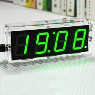 Geekcreit 2 pieces bricolage 4 chiffres LED Kit d'horloge electronique Version de contrele de la temperature-vert + etui