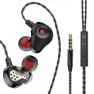 [Dual Dynamic Drivers] Casque stereo intra-auriculaire filaire 3,5 mm avec casque HiFi 4 Drivers avec casque - white
