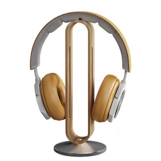 Support de casque en bambou en metal pour casque en bois massif support de casque de jeu de bureau support d'affichage support de suspension - Gris