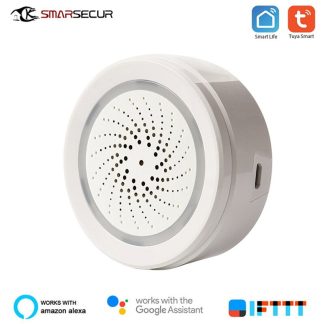 SMARSECUR Tuya Smart Home Wifi capteur de temperature et d'humidite detecteur d'alarme environnementale fonctionne avec l'application Tuya Smart Life