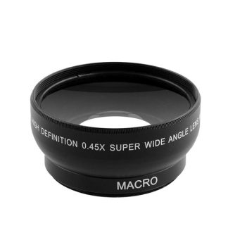 Objectif grand-angle e focale fixe grand-angulaire 0.45x 52mm pour Canon Nikon Pentax Sony Minolta avec 18-55m