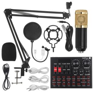 LEORY N9 Carte son professionnelle + Kit microphone e condensateur d'enregistrement BM800 avec support antichoc - une