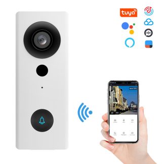 Tuya Smart 1080P Full HD Camera de sonnette video sans fil Audio bidirectionnel Fonctionne avec Alexa Google Home DC12V - Gris Sonnette