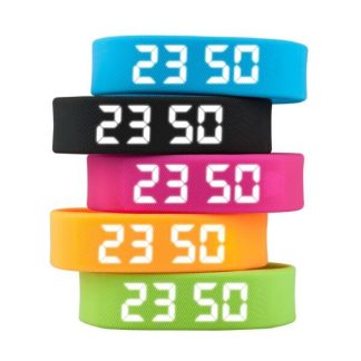 T5 smart bracelet sport date auto podemeter LED affichage cinq couleurs d'hommes de femmes montre-bracelet - Rouge-orange