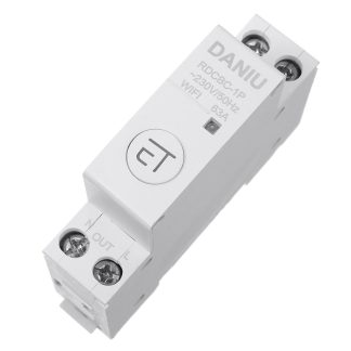 DANIU eWelink 1P Din Rail WIFI Disjoncteur Minuterie Intelligente Relais Telecommande Par EWeLink APP Maison Intelligente Compatible Avec Alexa Google - 50A