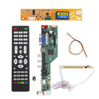 T.SK105A.03 Universel LCD LED Contreleur TV Carte Pilote TV/PC/VGA/HDMI/USB + 7 Touches Touche + 1pc Lampe Onduleur