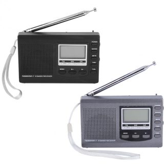 HRD-310 Portable Mini FM MW MW Reveil Numerique FM Radio Recepteur - Gris