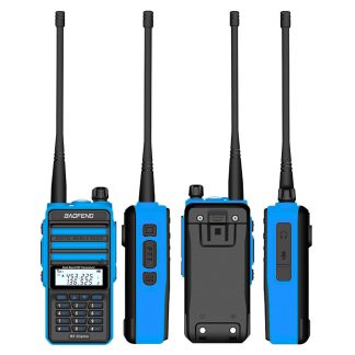 BAOFENG X3-Plus 18W 9500mAh talkie-walkie 20 KM radio tri-bande etanche UHF / VHF 9500mah emetteur radio 76-108MHz bleu avec lampe de poche - Prise UK