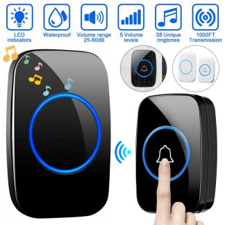 Kit de volume reglable 1000FT de recepteur de carillon de carillon de sonnette sans fil 110V-240V - Blanc Prise americaine