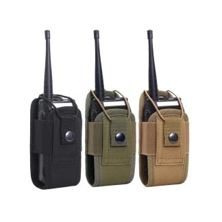 2 pieces 1000D tactique Molle Radio talkie-walkie poche taille sac support poche Portable Interphone sac de transport pour chasse Camping - Brun
