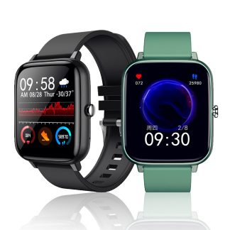 [Appel Bluetooth] Bakeey P6 1,54 pouces Full Touch Frequence cardiaque Pression arterielle Moniteur d'oxygene Contrele de la musique Cadran personnalise Plusieurs langues Montre intelligente - Noir