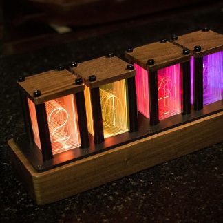 LED RGB Pseudo Glow Tube Horloge numerique Style nordique Assemblee de bureau Decoration de noyer