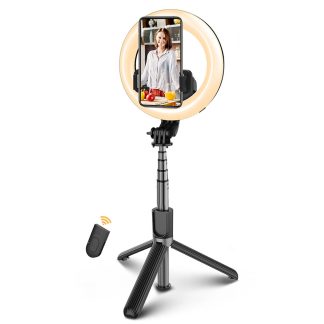 ELEGIANT EG-09 Beton e selfie Bluetooth 4 en 1 LED Lampe annulaire avec lampe de remplissage de beaute pour trepied pour appareil photo Gopro Telephone portable de 3,7 e 6,8 pouces pour Youtube Tiktok Diffusion en direct