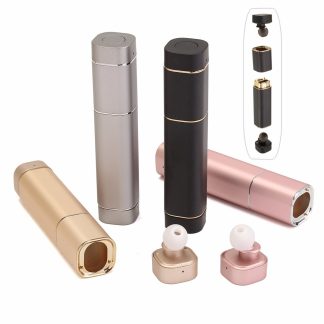 2-en-1 double double veritablement sans fil ecouteurs casque bluetooth avec 900mah banque de puissance - Argente