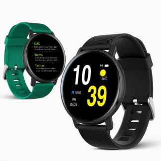 LYNWO H5 1,3 pouces Plein ecran Tactile Frequence Cardiaque Pression Arterielle Moniteur D'oxygene Affichage Meteo Calcul de Distance Ultra-mince Montre Intelligente - Bleu