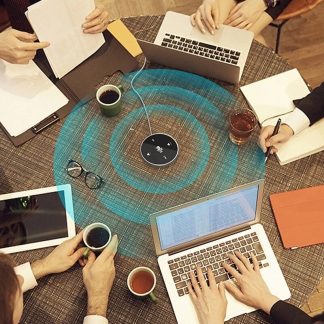 Microphone de conference USB Bakeey Y02, micro e condensateur d'ordinateur omnidirectionnel avec bouton de sourdine pour reunion/classe Plug & Play - Blanc