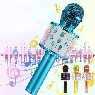 Bakeey 858L Microphone sans fil 2 * 13W stereo DSP reduction du bruit haut-parleur bluetooth 2600mAh carte TF enregistreur de micro karaoke lumineux pour K chansons KTV - or rose