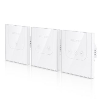 BlitzWolfe BW-SS3 EU / US 1/2/3 Channel 10A WIFI Touch Telecommande Murale Smart Home Switch Panneau en verre trempe Fonctionne avec Amazon Alexa Google Assistant - 2 fois Norme americaine