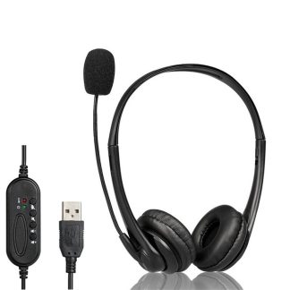 Bakeey U11 Casque de jeu USB Casque stereo d'entreprise Casque de contrele filaire USB avec micro pour ordinateur PC - Noir