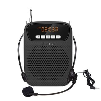 SHIDU S278 15W Amplificateur vocal portable Microphone filaire Haut-parleur Amplifie Bluetooth FM Fonction d'enregistrement AUX pour guide touristique de l'enseignant - Noir