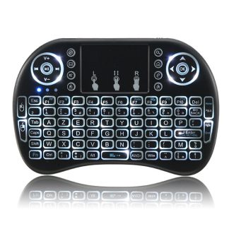 I8 2.4G Sans Fil Blanc Retro-eclaire Franeais Mini Clavier Touchpad Air Souris - Noir