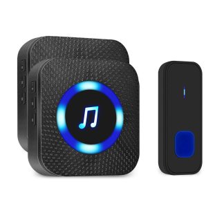 Sonnette de porte sans fil 300M prise murale etanche 55 carillon fort LED Flash - Prise UE .une