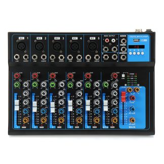 Console de mixage audio professionnelle bluetooth e 7 canaux pour la diffusion de la parole de mariage sur scene de performance - Prise UE