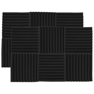 25x25x2.5cm 12 Pcs Mousse Acoustique Insonorisee Studio Mousse pour Murs Son - Noir